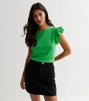 New Look Green Cotton Frill Sleeve Vest